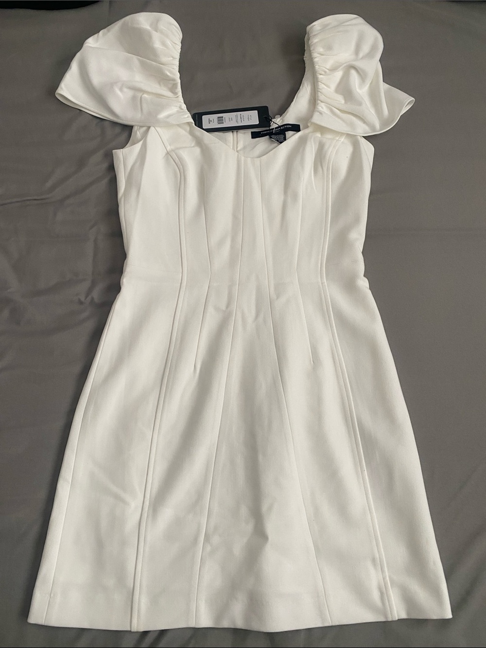 French Connection White Puff-Sleeve Mini Dress